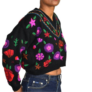 Vintage Floral Embroidered Sweater