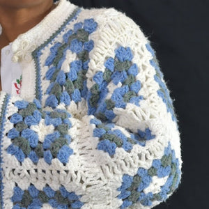 Vintage Granny Squares Cardigan Sweater Size Medium