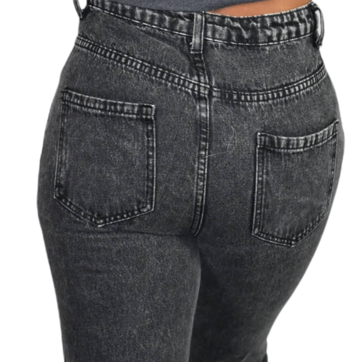 Lulus Black Stonewashed Mom Jeans Size Small