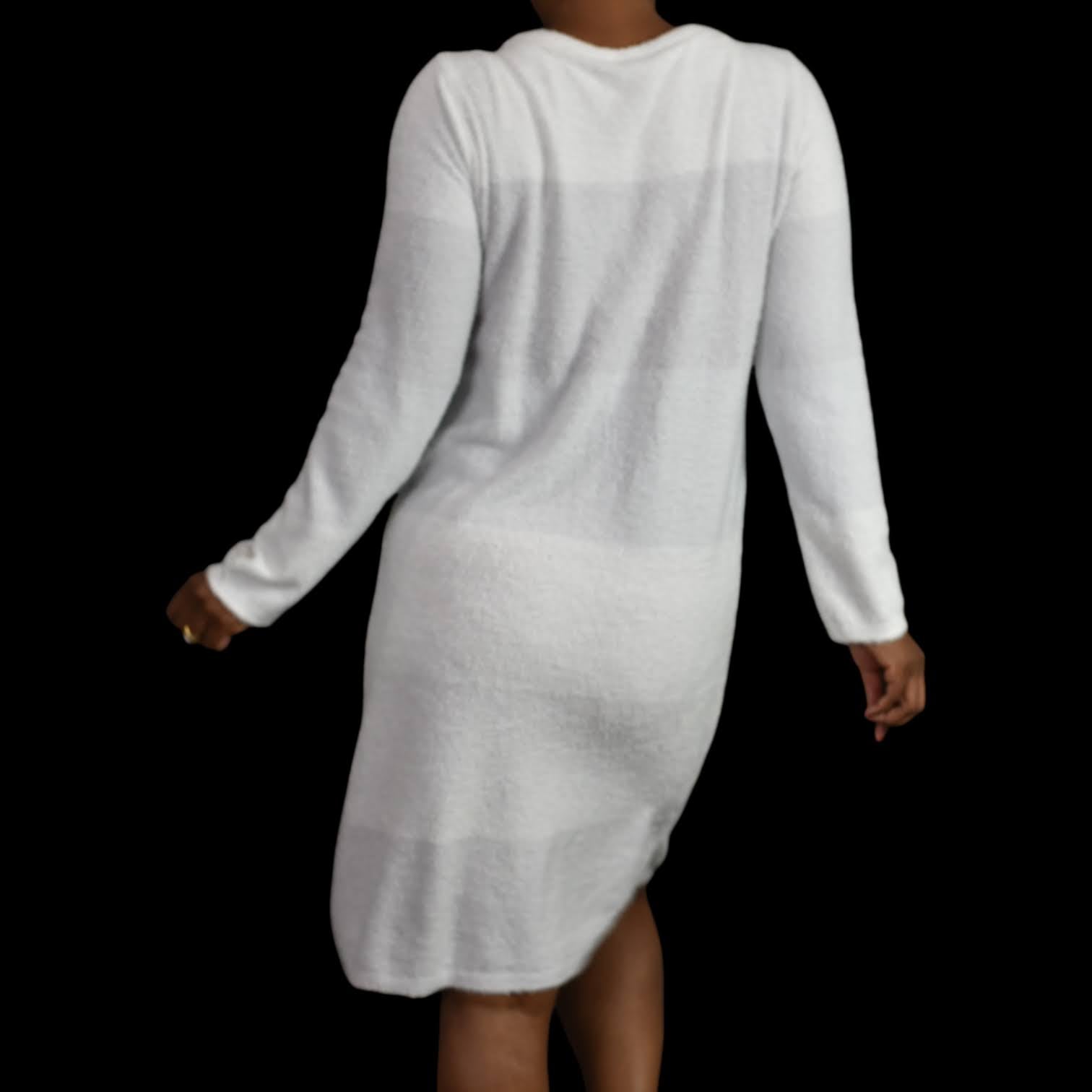 Gelato Pique Fluffy Dress One Size White Pale Stripes Soft Loungewear S M L