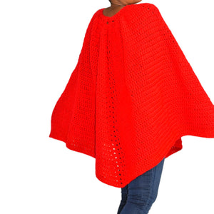 Vintage Red Cape Poncho Free Size