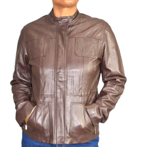 Chico's Davita Brown Leather Jacket Size Small