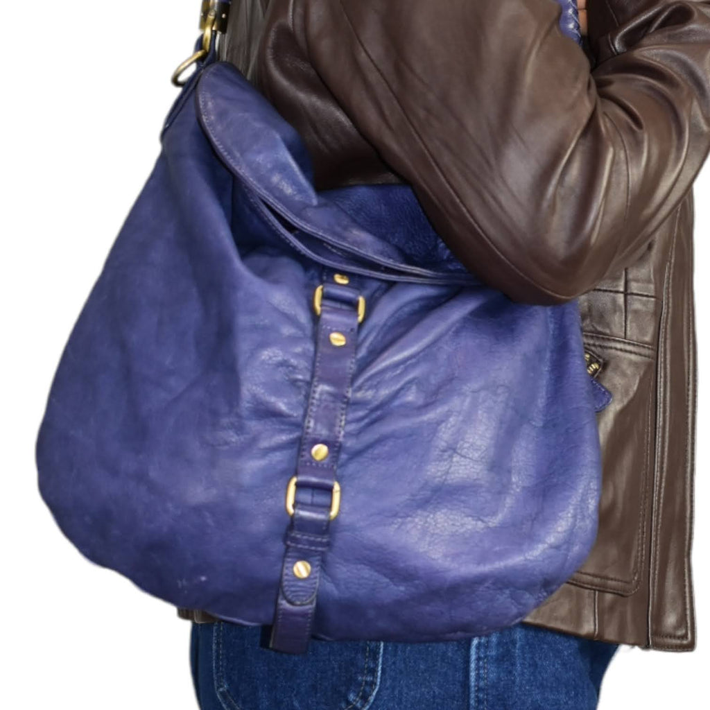 Sabina Purple Leather Shoulder Bag