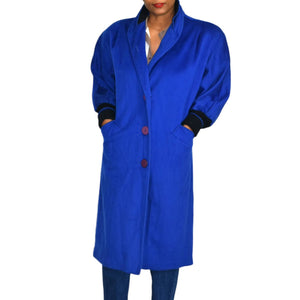 Vintage Electric Blue Wool Coat Size Small