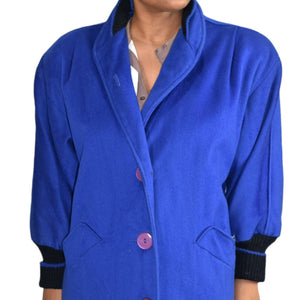 Vintage Electric Blue Wool Coat Size Small