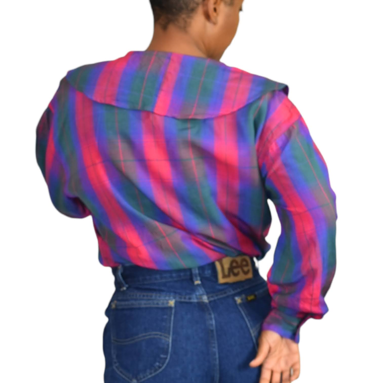 Vintage 90s Sorrel Jrs Ruffle Collar Plaid Shirt Size Medium