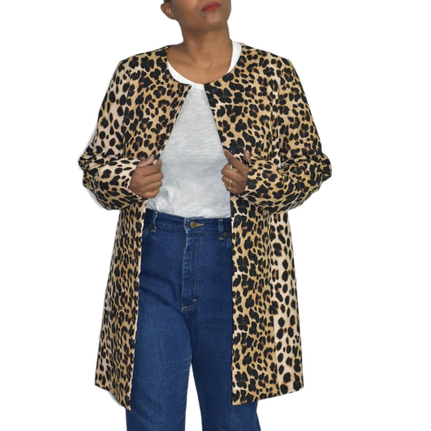 The Limited Leopard Print Collarless Coat Size Medium