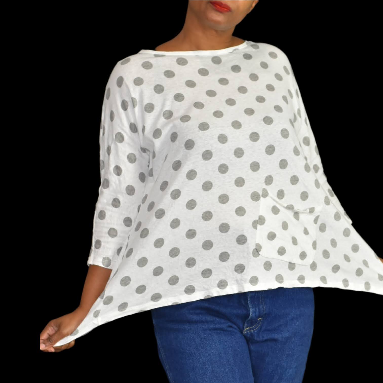 Babette Polka Dot Lagenlook Top Size Medium