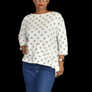 Babette Polka Dot Lagenlook Top Size Medium
