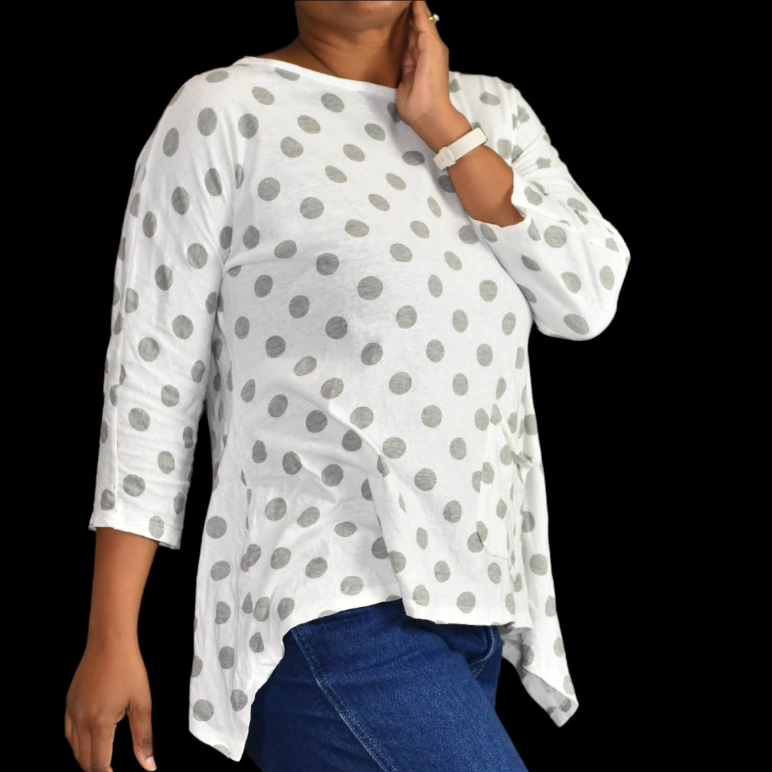 Babette Polka Dot Lagenlook Top Size Medium