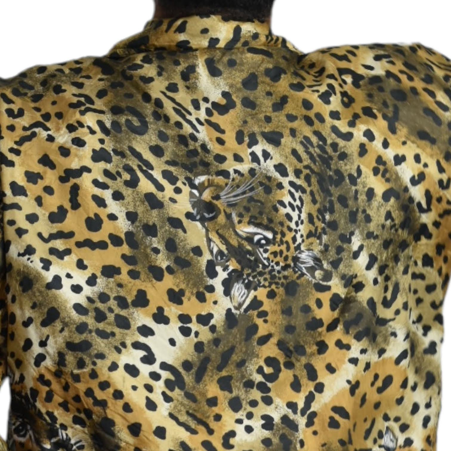 Vintage EVR Silk Leopard Print Bomber Jacket Size Small