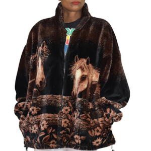 Bear Ridge Outfitters Horse Plush Fleece Jacket Size Large