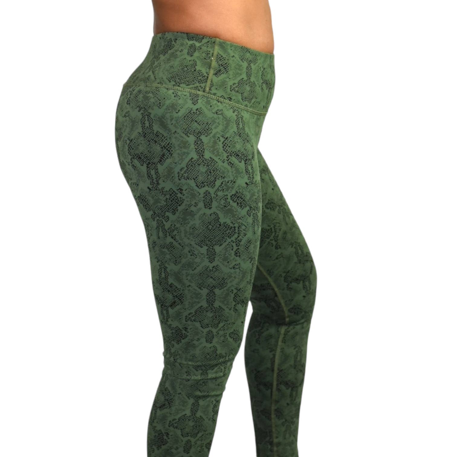 Vimmia Leggings Green Snake Python Print High Waist Stretch Activewear Size Small