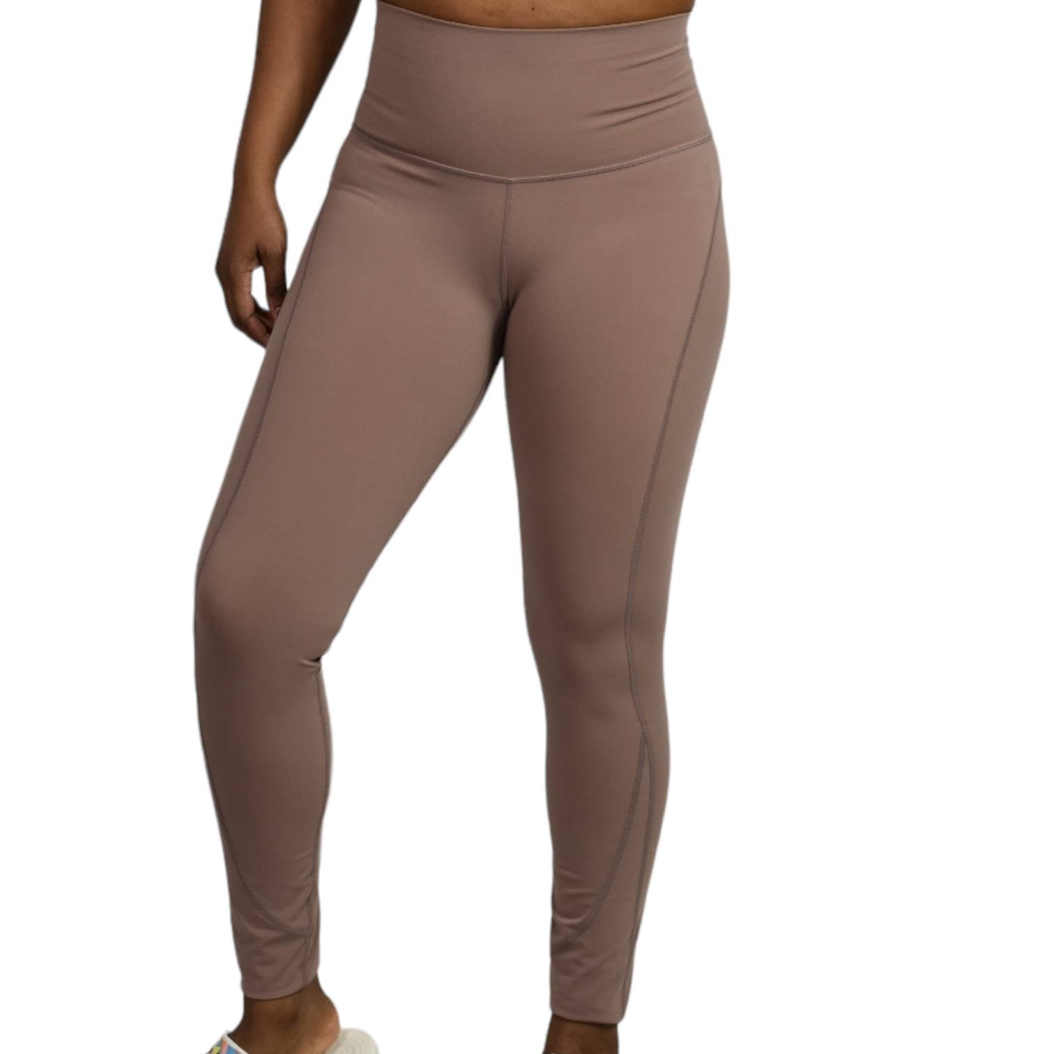 Glyder Pure Pocket Leggings Brown Neutral Sustainable Contoured High Waist Full Length Size Small