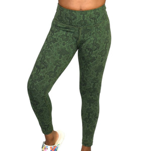 Vimmia Leggings Green Snake Python Print High Waist Stretch Activewear Size Small