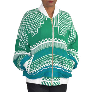 Anz Knit Bomber Sweater Cardigan Zip Front Retro Geometric Streetwear Size XL Mens Unisex