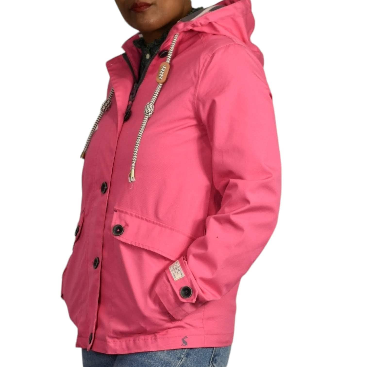 Joules Rain Coat TCoast Jacket Hooded Pink NeoCandy Waterproof Short Boxy Size 4
