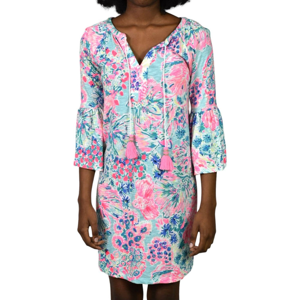 Lilly Pulitzer Del Lago Tunic Dress Serene Pink Gypsea Tassels Straight Size XXS