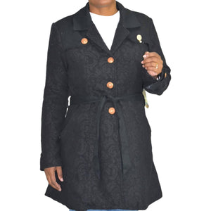 Aratta Silent Journey Coat Jordan B Black Belted Cotton Trench Lace Size Medium