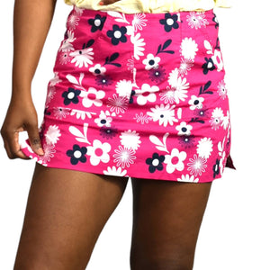 Vintage Floral Skort Old College Inn Mini Shorts Pink Side Slits 90s Y2K Size 7