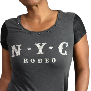 Express NYC Rodeo Tee Gray Black Size Short Sleeve Western Studded Size Small