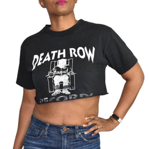 Vintage Death Row Records Cropped Tee T Shirt Unisex Cutoff Broken In Size Small