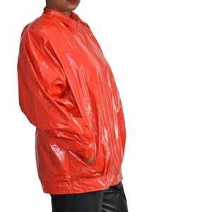 Vintage Kenn Sporn Wippette Raincoat Slicker Shiny Red Vinyl Jacket Size Medium