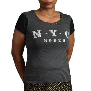 Express NYC Rodeo Tee Gray Black Size Short Sleeve Western Studded Size Small