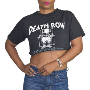 Vintage Death Row Records Cropped Tee T Shirt Unisex Cutoff Broken In Size Small
