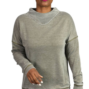 525 America Funnel Neck Sweatshirt Gray French Terry Pullover Lounge Size Large
