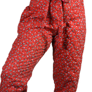 Vintage Quilted Jumpsuit Pajamas Loungewear Red Floral Calico GCaserotti Size XS