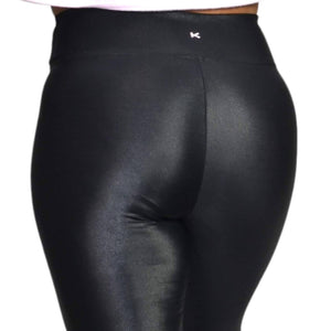 Koral Lustrous Leggings Black High Rise Shiny Lycra Full Ankle Length Activewear Size Small