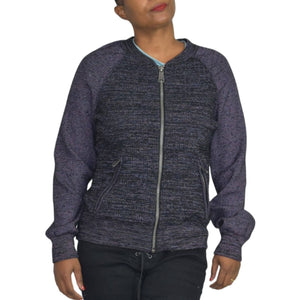 Free People Naomi Swit Jacket Purple Sweater Textured Knit Bomber Size Medium