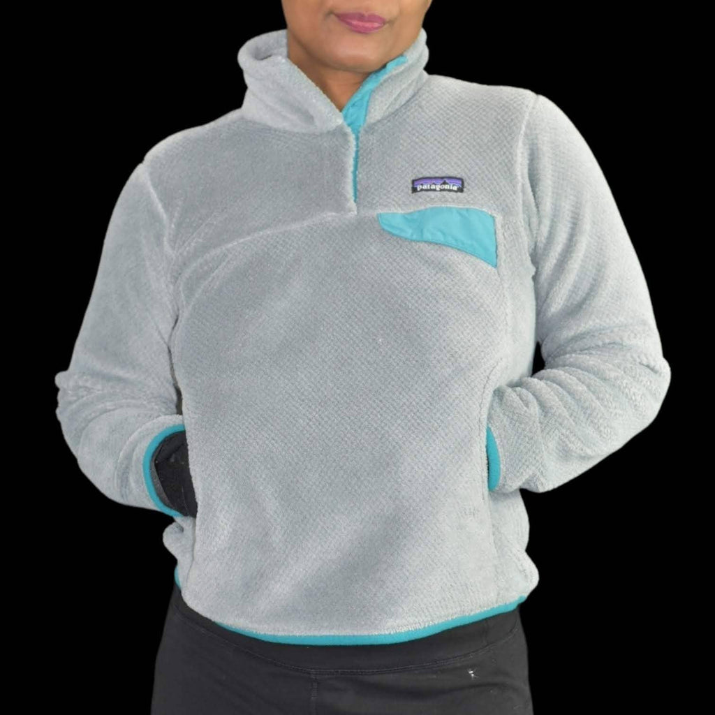 Patagonia ReTool Snap T Pullover Fleece Sweater Grey Turquoise Style 25442 Size Small