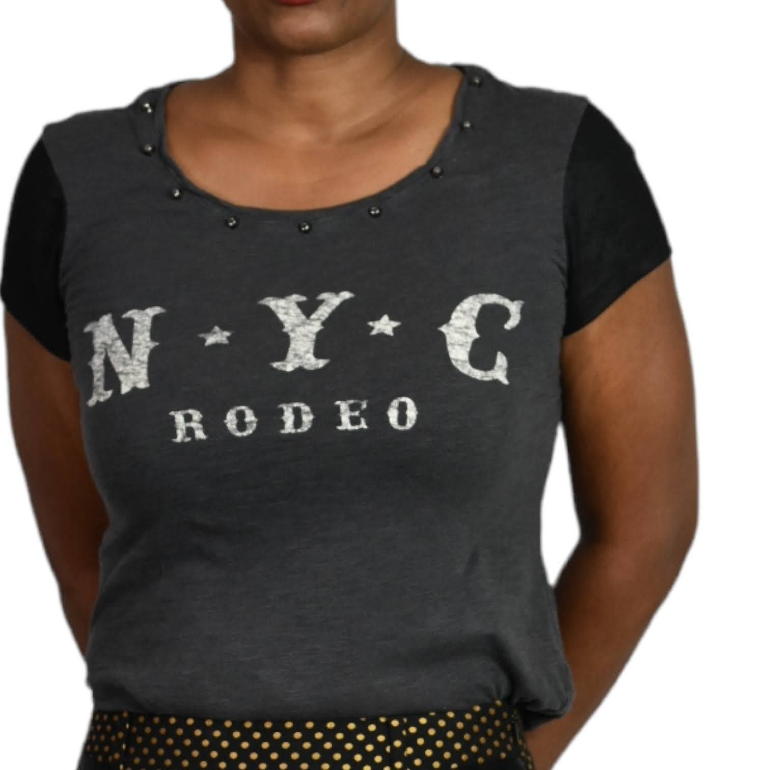 Express NYC Rodeo Tee Gray Black Size Short Sleeve Western Studded Size Small