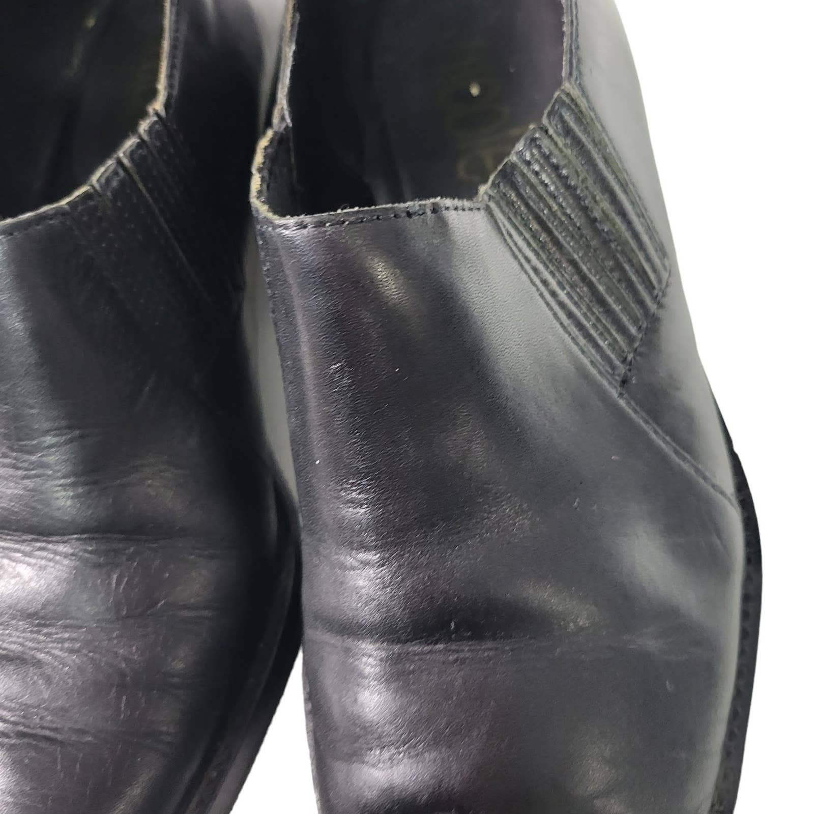 Nicole Oxford Flats Black Leather Cowboy Western Almond Toe Shoe Shooties Size 7
