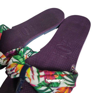 Havaianas You Saint Tropez Thong Sandals Floral Fabric Flip Flops Flats Size 7 8