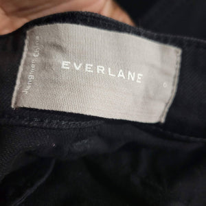 Everlane Black Jeans Cropped White Short High Waist Wide Leg Cotton Denim Size 6