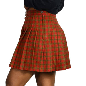 Vintage Abercrombie Mini Skirt Tennis Plaid Pleated Tartan Red Wool Size Small