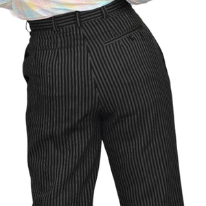 Whistles Dress Pants Pinstriped Black Pleated Wool Cuffed Trouser Striped Size 6