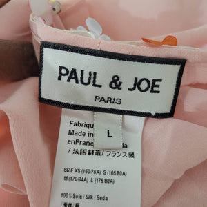 Paul and Joe Pink Silk Blouse Daisy Chain Ruffled Floral Poet Top Size Large