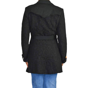 Aratta Silent Journey Coat Jordan B Black Belted Cotton Trench Lace Size Medium