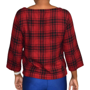 Madewell Herald Tee Curtis Plaid Flannel Pullover Top Shirt Red Black Size Small