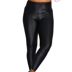 Koral Lustrous Leggings Black High Rise Shiny Lycra Full Ankle Length Activewear Size Small