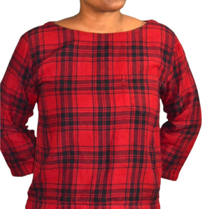 Madewell Herald Tee Curtis Plaid Flannel Pullover Top Shirt Red Black Size Small