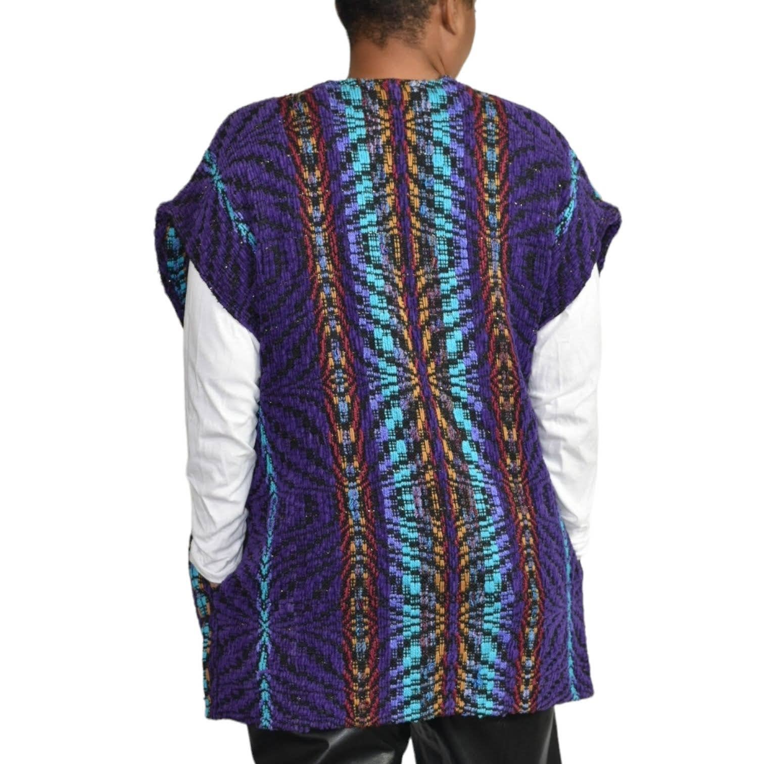 Barbara Holloway Handwoven Vest Purple Textile Fiber Wearable Art One Size S M L