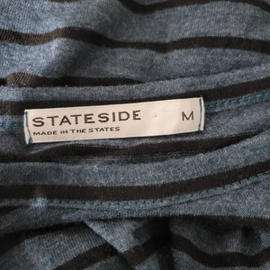 Stateside Twist Front Tee Long Sleeves Tucked Striped Slub Jersey Size Medium