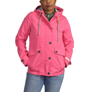 Joules Rain Coat TCoast Jacket Hooded Pink NeoCandy Waterproof Short Boxy Size 4