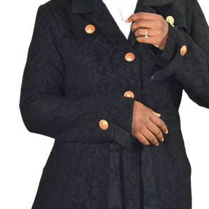 Aratta Silent Journey Coat Jordan B Black Belted Cotton Trench Lace Size Medium