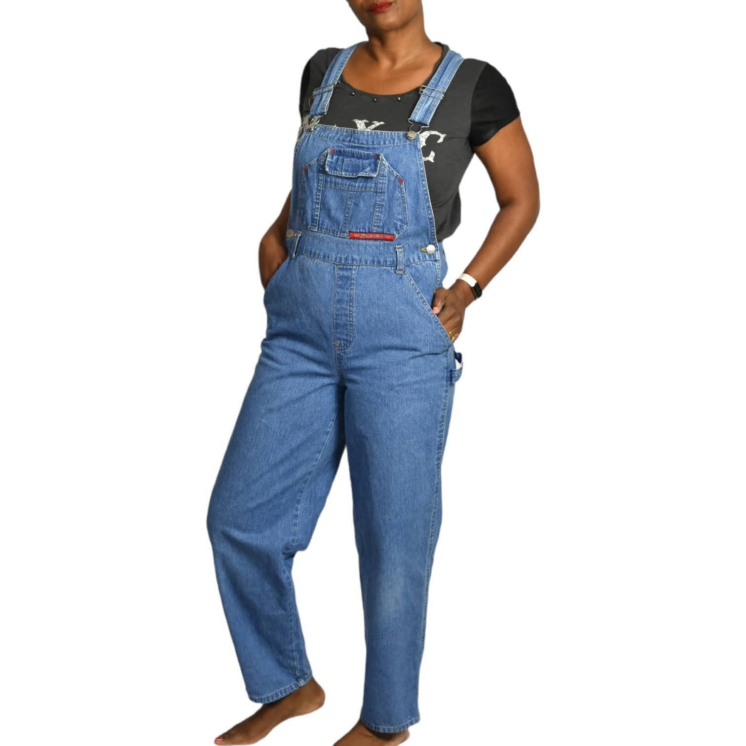Vintage 90s Pointer Brand Denim Jean Overalls Made USA Size 16 W28 x 24 Raw  Hem | eBay